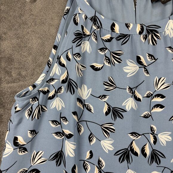 J. Jill Wearever Collection Breeze Flounce Hem Midi Dress Floral Blue Sz MP F142 - Picture 3 of 10